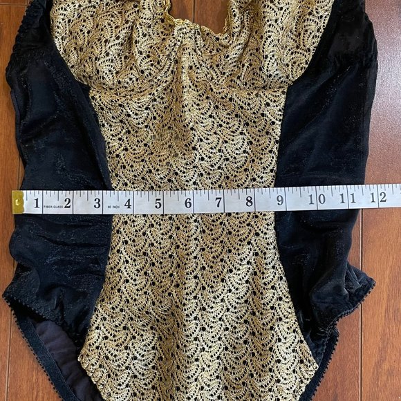 Vintage 90's Frederick's of Hollywood Gold Black Bodysuit USA Made Size M - Picture 8 of 12